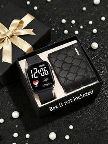 Casual Fashion Square LED Electronic Watch And Wallet Set, Couple's Gift, Holiday Present, Versatile For Daily Wear - Multicolor - View 3