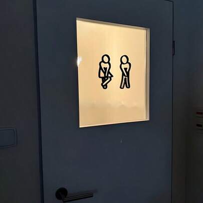 2/4pcs Funny Restroom Door Sign Sets, 2D Flat Creative Toilet Indicator Plaque, Men Women Bathroom Door Decor, Thick Acrylic Wall Sticker, For Cafe, Bar, Home Restroom, Public Washroom, Retail Store Interior Decoration Supplies