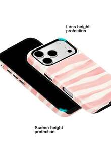 Soft Pink And Yellow Pastel Striped Case For IPhone18 Pro Max,17,17Pro Max,16Pro,15Pro Max,13pro,15,14,14Pro,13,12,11 - Pink and White Striped - View 5