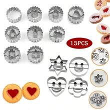 13pcs/Set 3D Christmas Cookie Cutter Cookie Mold Santa Claus Snowman Tree Reindeer Cookie Mold Cute Smiling Face Expression Pack Christmas New Year Party Decoration Baking Tools - View 2