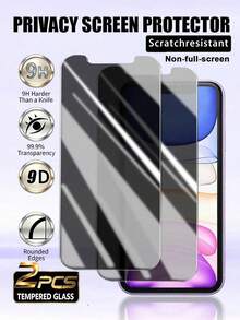 2pcs Non-Full Screen Tempered Glass Privacy Screen Protector, Protects Screen From Peeking, Does Not Affect Dynamic Island Face ID, High Hardness Anti-Scratch, Anti-Drop, Resists Fingerprints And Oil Stains, Compatible With IPhone Ultra/18 Pro Max/18 Pro/18/17e/17 Pro Max/16 Pro Max/15 Pro Max/14 Pro Max/13 Pro Max/12 Pro Max/17 Pro/16 Pro/15 Pro/14 Pro/17 Air/16/15/14/13/12/11 And Other Series. - Black - View 24