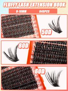496/544/640/400 قطعة رموش فردية متجمعة، أنماط هجينة 30D-150D. مجموعة رموش DIY كثيفة وناعمة قابلة لإعادة الاستخدام. تخلق مظهرًا طبيعيًا وساحرًا. مثالية للاستخدام المنزلي، سهلة التطبيق للمبتدئين والمحترفين على حد سواء. - D - مشاهدة 11