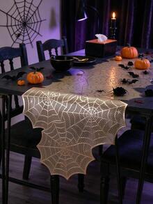1pc Halloween Gold Hollow Spider Web PVC Table Runner, Washable Party Table Decor, Holiday Party Restaurant Dining Table Ornament, Reusable Soft Easy Storage Table Mat, Suitable For Restaurant, Homestay, Holiday, Party, Gathering, Dinner - Multicolor - View 10