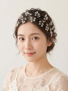 森林仙女花冠 手工繞線透明水晶珠髮藤 新娘伴娘婚禮髮飾 派對攝影優雅頭飾 - 金色 - 查看 5