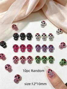 10-60pcs Skull Resin Charms, DIY Accessories, Flatback Cabochons For Jewelry Making, Hair Clips, Phone Case, Scrapbooking Decoration Supplies - Multicolor - View 10