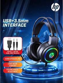 HP H100 Professional Gaming Headset Immersive Sound Effect High-Definition Noise Canceling Microphone Multi-Color RGB Lighting Adaptive Headband Music/Gaming Dual Mode Compatible With PC And Phone Optional Cute Cat Ear Accessory - View 18