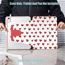 Heart Pattern Tablet Protective Case, Tri-Fold High-Transparency Acrylic With Pen Slot Protective Case. Tablet Protective Case Features: Tri-Fold Stand Design, Smart Sleep/Wake, Full Protection, Skin-Friendly Frame Material, Airbag Anti-Drop Frame, Multi-Angle Stand, Built-In Pen Slot, Precise Cutouts, Lightweight And Portable. Compatible With IPad Mini4/5 (7.9 Inch), Mini6/7 (8.3 Inch); Air1/2/3, IPad5/6/8 (9.7 Inch); IPad2019-2021, Pro10.5, Air3 Universal; Full Series Tablet Protective Case. Suitable For Holiday, New Year Gifts - Multicolor - View 8