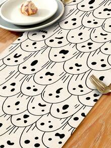 1pc Halloween Series Pattern Printed Table Runner, 4pcs Halloween Pattern Printed Placemats, Suitable For Holiday, Party, Birthday, Dinner, Kitchen Dining Table Decoration, All-Season Room Decor, Home Textile Decoration Table Runner - Multicolor - View 7