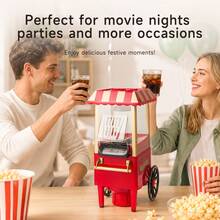Nostalgic Popcorn Machine, Retro Popcorn Maker, Cinema Style Popcorn Machine, 1200W Electric Hot Air Popcorn Maker, High Popping Rate, 3 Minutes Quick Popcorn Making, Healthy Oil-Free, Suitable For Home Movie Night - US A Type Plug(110-127V) - View 5