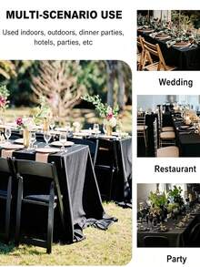 1pc Solid Color Rectangular Tablecloth, Wrinkle-Resistant Washable Tablecloth, Christmas Decoration, Indoor/Outdoor Dining, Wedding Banquet Birthday Party Home Decor - Multicolor - View 7