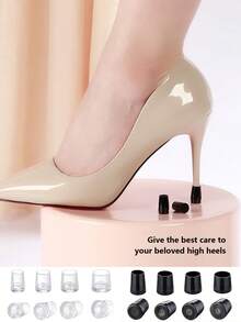 3 Pairs/Sets Practical High Heel Shoe Heel Protectors, Wear-Resistant Anti-Slip Quiet, Heel Repair Caps, Suitable For Summer Party Back To School Fashion Office Lady Wedding Sister Gathering Business Trip - Multiple Styles - View 8