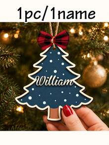 Custom Rustic Christmas Tree Name Ornament, Personalized Wooden Hanging Decor, Customized Xmas Tree Decoration For Home, Customizable Name Family Christmas Keepsake, Holiday Gift, Festive Room Decor, Christmas Decoration, Gifts For Family And Friends - Style C - View 8
