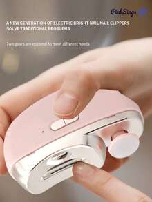 PinkSings Electric Nail Clipper,Electric Nail Clippers For Seniors, 3 In 1 Rechargeable Automatic Nail Trimmer With LED Light & Polishing, Suitable For Baby, Kids, Seniors - Pink - View 2