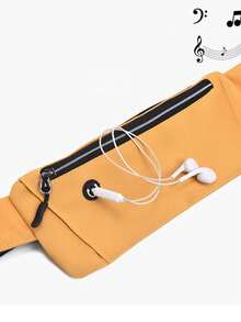 Mustard Yellow Fanny Pack For Men Women, Lightweight Waterproof Waist Bag With Smile Face Decor, Adjustable Strap Zipper Closure Crossbody Fanny Pouch - Mustard Yellow - View 6
