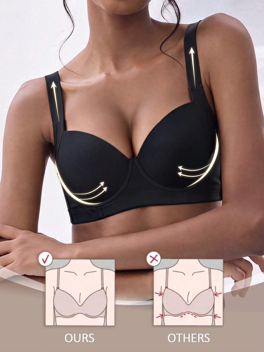 Women' S Solid Color Push Up Bra - Comfortable Fit, Full Coverage & Minimalist Design