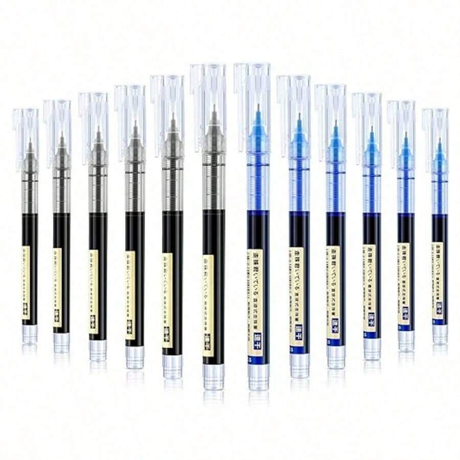 5pcs/10pcs Black/Blue/Red 0.5mm Ultra-Fine Liquid Ink Neutral Pen Refill Set, Optional Pen Pouch, Office Exam Ballpoint Pen, Student School Supplies - Sets - View 1