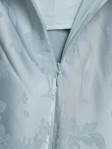 Seelio Spring/Summer New Women's European & American Style Fashion Knot Button Jacquard Dress Elegant - Baby Blue - View 10