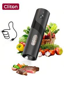 CLITON Premium Electric Salt Pepper Grinder, One‑Hand Auto Mill W/ LED Light & Lit Charging Base, Built‑In 300mAh Lithium Battery, 3 Options: Single Unit, 2‑Pack, Charging Base Gift Set, Kitchen Gadget, New Year & Kitchen Gift, Housewarming Holiday Present - Multicolor - View 16