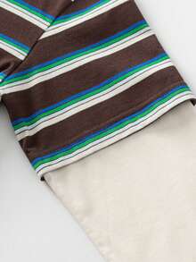 mini bala Autumn Unisex Kids 2 In 1 Polo Tee Striped Collar Stylish Versatile Long Sleeve Top - Red and Blue Hues - View 7