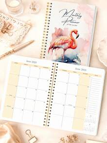 1 Peça Planejador Mensal A5 2026 com Flamingo em Aquarela, Calendário Espiral Dourado com Grandes Grades Mensais & Lista de Tarefas, Acessórios de Mesa de Escritório Cadernos para Acessórios de Professor da Escola, Presentes de Halloween - Retângulo - Visão 3