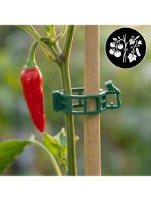 Plant Support Clips 150 Pcs For Stems And Growing Shoots, Green PP And HDPE Snap Fasteners For Tomatoes, Easy Tool Free Attachment To Strings Stakes And Garden Supports, Reusable Moisture Resistant Design Ideal For Garden Plants - A - View 6