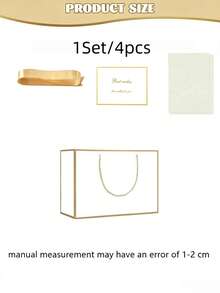 Tas Kado Putih Elegan dengan Pinggiran Emas, Set Kemasan Kado Mewah Termasuk Pita, Kartu Ucapan, dan Kertas Tisu, Tas Kado Kertas yang Dapat Digunakan Kembali, Cocok untuk Pernikahan, Ulang Tahun, Hari Jadi, Kado Pengiring Pengantin, Perlengkapan Kemasan Kado Liburan - Beraneka warna - View 22