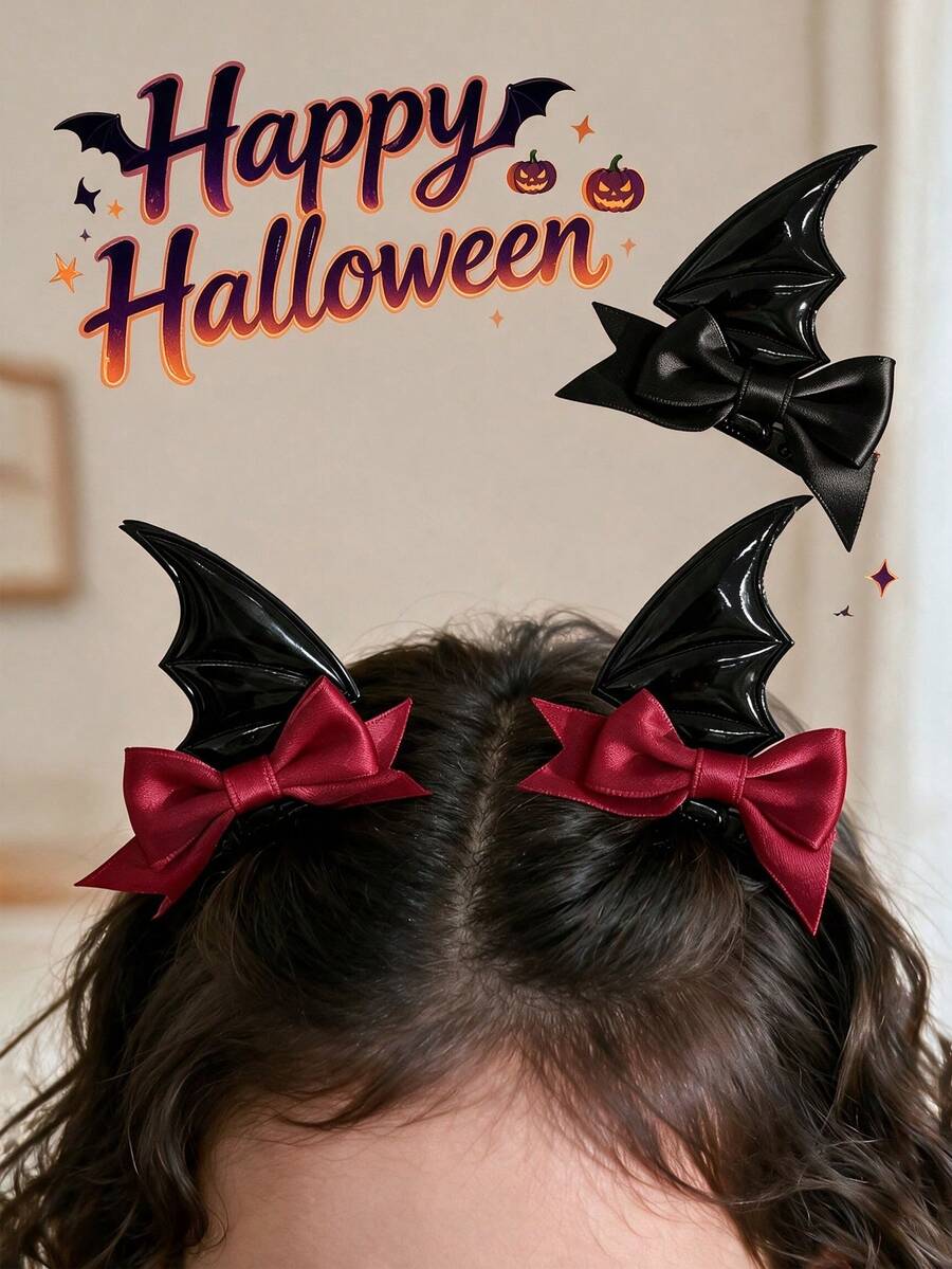 Jepit Rambut Kelelawar Setan Kecil Gaya Gelap Halloween, Gaya Gotik untuk Foto Cosplay, Dekorasi Pita Lucu, Hiasan Kepala - MultiWarna - View 1