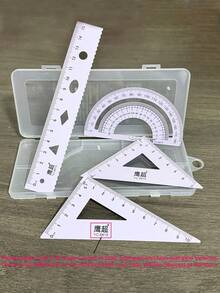 Multifunctional Geometric Ruler Set, Protractor, Triangle Ruler, Straight Ruler, Manual Measurement And Drawing Tools With Storage Box, Suitable For School DIY Woodworking, Learning Assistance, Student Supplies And Back To School Season - View 12