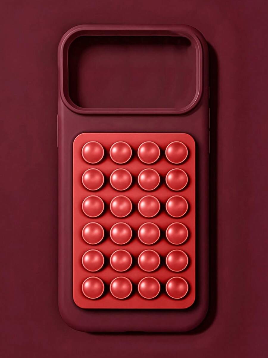 Casing Ponsel Silikon Cair Mewah dengan Perekat Hisap, Kompatibel dengan iPhone 17ProMax 17Pro 17 16ProMax 16Pro 16 15 14 13 12 11 Pro Max, Pelindung Belakang Tahan Guncangan dengan Daya Rekat Kuat - Merah ceri - View 1