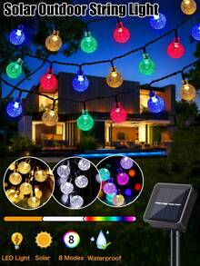 Outdoor Solar Crystal Ball Light String, 20/50/100 LED, IP65 Waterproof Fairy Tale Light, 8 Modes, Automatic On/Off, Suitable For Garden, Courtyard, Party, Wedding, Party, Christmas, Halloween, Holiday Decoration - Purple/Warm White/White/Color - Solar String Lights - View 3