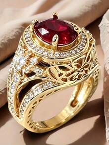 1pc Vintage Cubic Zirconia Ring For Women, Wedding Engagement Party Jewelry, Valentine's Day Gift - 1# - View 3