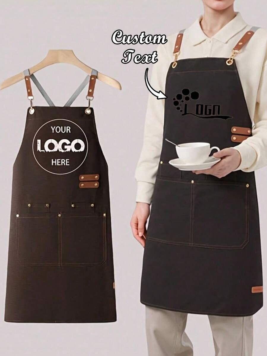 3pcs Customizable Chef Apron With Pockets And Adjustable Straps, Customizable Text, Logo, Name, And Graphics, Criss Cross Design, Suitable For Restaurants, Food Service, And Cafes - Multicolor - View 1