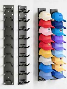 Baseball Cap Storage Rack, Wall-Mounted Hat Holder, Fixed With Strong Adhesive, Can Hold 10 Hats At Once, Suitable For Door Panels And Cabinets Hat Hanging Display Rack, Supports Multi-Layer And Double-Layer Installation Options - View 2