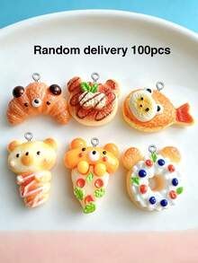 10/20/100pcs Realistic Bear Bread Resin Charms, Cream Glue Pendant Decor DIY Handmade Keychain Bag Charm Accessories Ornament - Multicolor - View 9