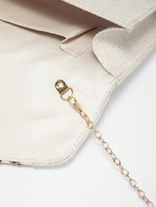 European And American Women's Minimalist Gold Asymmetric Handle Evening Bag, Shiny Multi-Color Leaf & Floral Patchwork Handbag, Small Clutch Bag, Suitable For Matching/Ball/Party/Wedding/Bride/Bridesmaid/Birthday Dress, Handheld Evening Bag, Gift Bag For Women With Metal Chain, Random Pattern - Gold - View 7
