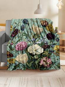1pc 2D Ditsy Floral Pattern Soft & Comfortable Blanket, Outdoor Camping Leisure Blanket, Multi-Purpose Throw For Sofa, Bed And More, Suitable For Home, Picnic, Travel, All Seasons, Gift Blanket For Family And Friends - Multicolor - View 3