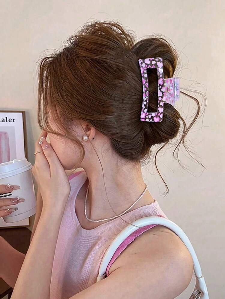 1/3/6 Pcs Square Fruit Print Hair Claw, Suitable For Girls Daily Travel - Multicolor - View 3