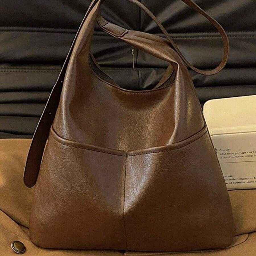 1pc Women's Tote Bag 2026 Spring/Summer New Minimalist Commuter Underarm Bag Large Capacity Crossbody Shoulder Bag - Multicolor - View 1