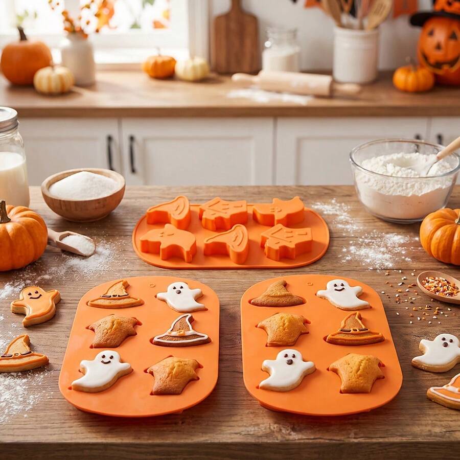 1 buah Cetakan Silikon Tengkorak Gaya Halloween, Cetakan DIY untuk Membuat Cokelat, Permen, Es Krim, dan Puding, Digunakan untuk Dekorasi Kue Pesta Halloween yang Menyeramkan, Alat Pembuat Makanan Penutup - MultiWarna - View 1