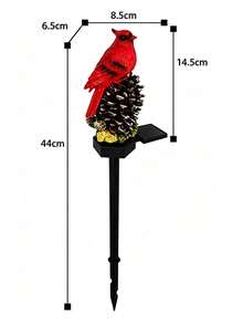 1pc Outdoor Solar Powered LED Red Bird Pine Cone Ground Light, Resin Animal Sculpture Lamp, Waterproof Landscape Lighting, Suitable For Yard Lawn Flower Bed - Multicolor - View 9