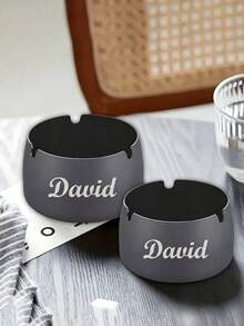 Personalized Stainless Steel Ashtray, Custom Text Ashtray, Customized Name Ashtray, Minimalist Desktop Ashtray, Personalized Gift For Him Her Dad Boyfriend, Home Office Bar Decor, Birthday Graduation Wedding Gift - Black - View 8