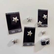5/10 Pcs Silver Star Refrigerator Magnets, Acoustic Panel Magnetic Stickers, Kitchen Fridge Decor, Refrigerator Door Decoration, Photo Holder, Holiday Gift - Multicolor - View 1