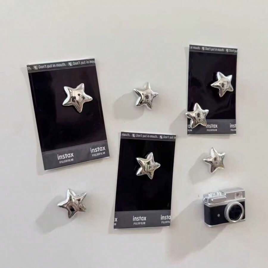 5/10 Pcs Silver Star Refrigerator Magnets, Acoustic Panel Magnetic Stickers, Kitchen Fridge Decor, Refrigerator Door Decoration, Photo Holder, Holiday Gift - Multicolor - View 1