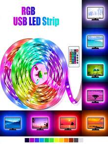 24-Key Remote Control RGB LED Strip Lights, USB Powered Color Changing Lights, 1m-5m For Home Kitchen Bar And Bedroom Decor, TV Backlight, Cabinet, Hallway, Halloween, Christmas Decoration - 24-key RGB - View 2