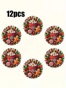 12/6pcs Set Christmas Gingerbread Man Theme Wooden Coaster Set - Christmas Gingerbread Man Design, Perfect For Home, Office, Cafe Or Tea Room Decoration And Holiday Table Setting | Holiday Coasters | Wooden Coasters, Desktop Protection Pads, Perfect Gift Choice, Home Bar Essential, Christmas Table Decor - View 11