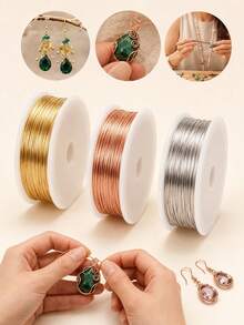 Gold & Silver & Rose Gold Color Jewelry Wire, High Quality Stainless Steel Jewelry Wire, Non-Fading, Rust-Resistant, High Color Fastness, Durable, Suitable For Bracelet & Necklace DIY, Non-Fading Beading Wire, Jewelry Rope, Handmade Braiding Wire - Multicolor - View 3