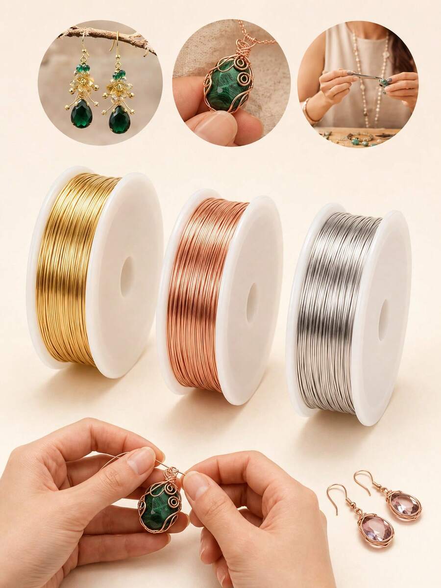 金銀玫瑰金三色高品質不鏽鋼珠串線,不褪色防鏽高色牢度耐用,適合手鍊項鍊DIY,手工編織珠線繩 - 多色 - 查看 1