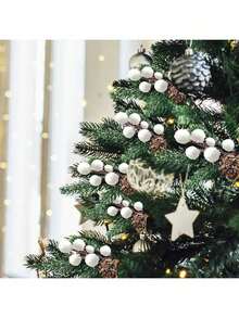 5/10pcs Artificial Berry Stem Floral Pine Cone Christmas Evergreen Branch Holly Stem Floral Picks, Suitable For Christmas Wreath Winter Holiday DIY Wreath Decoration - White - View 5