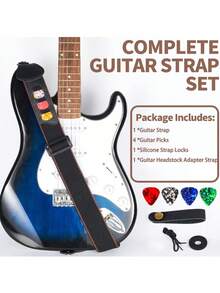 Guitar Strap - Acoustic And Electric Guitar Strap, Bass Guitar Strap With 3 Guitar Pick Holder Ends - Multicolor - View 4