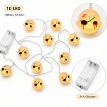 1件 1.5m/59.06英吋 10LED萬聖節幽靈娃娃詭異氛圍燈串 電池供電 適用於居家臥室萬聖節派對鬼屋節日壁爐陽台裝飾 - 暖白色 - 查看 11